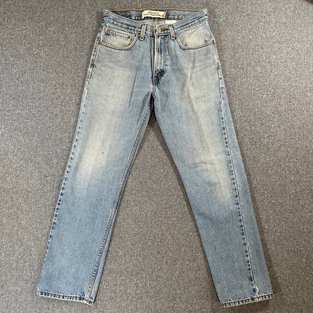 Levis 505 Regular Fit Jeans Mens 31x32 Light Wash Blue Vintage Cotton Denim Pant